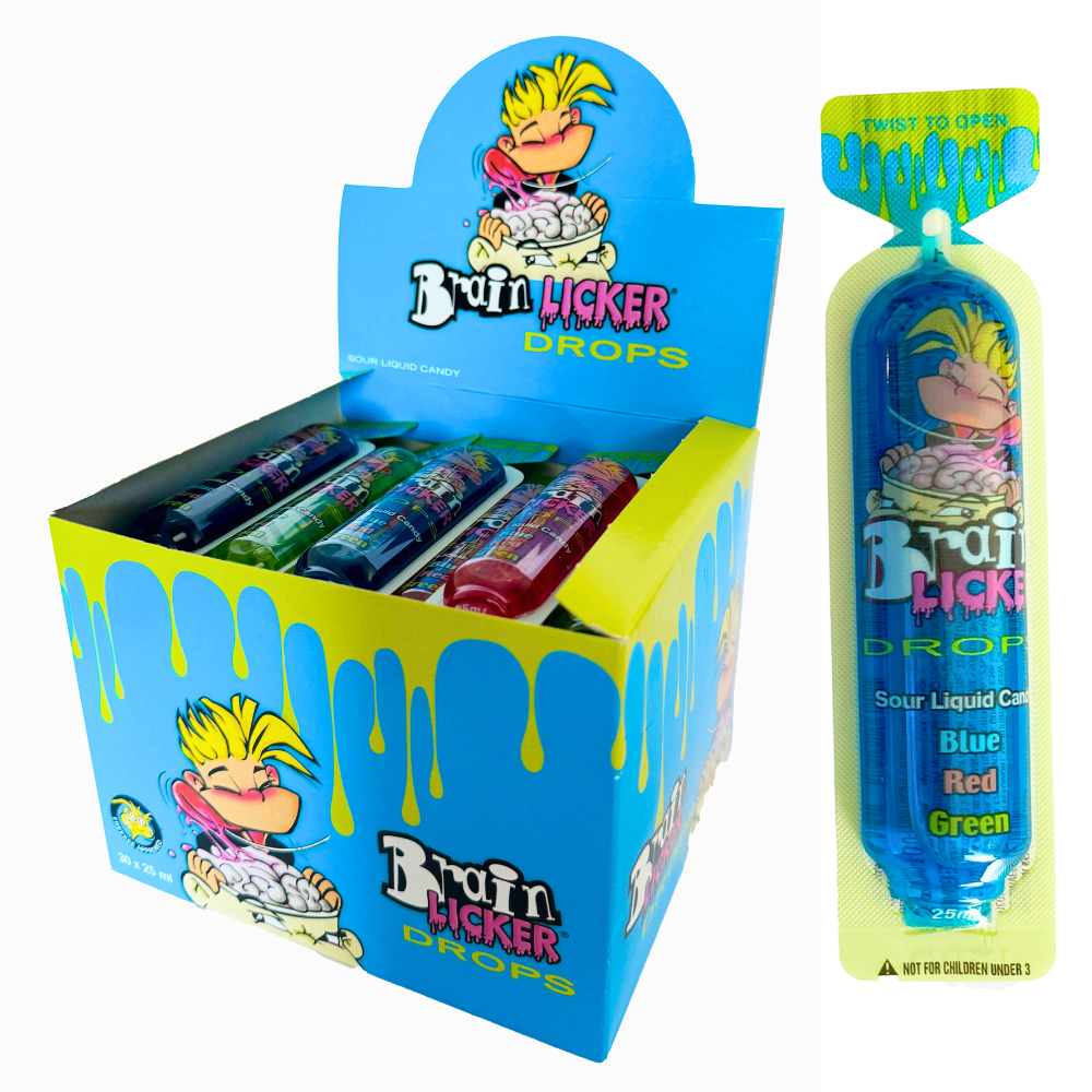 Brain Licker Drops Tubes Sour Liquid Candy 25ml (30 Tubes)