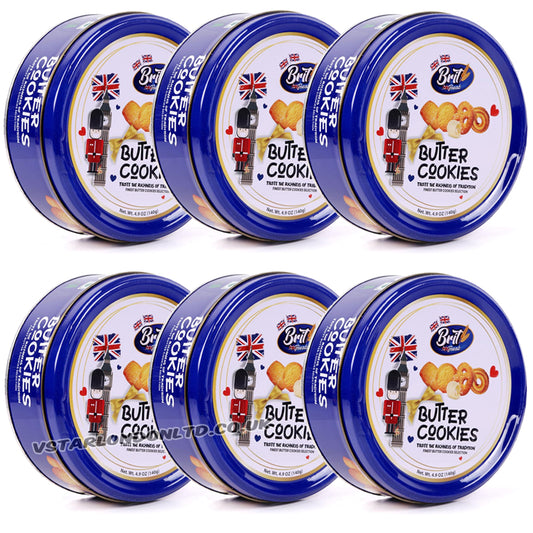 BRIT TREAT Danish Butter Cookies Gift Tin – 6, 12 & 24 x 140g Luxury Biscuits