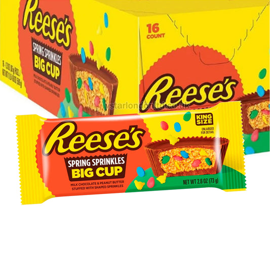 Reese's Peanut Butter Sprinkles Big Cup Kingsize 73g - A Delicious Treat (Box of 16)