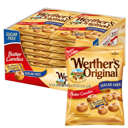 Werther's Original Sugar Free Butter Candies Bags 80g (Pack Of 18)