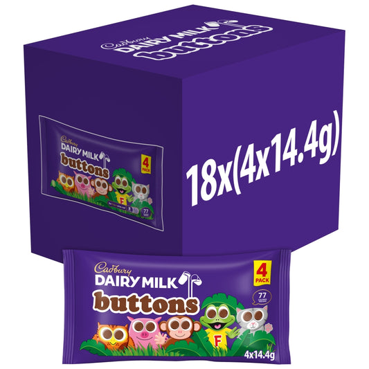 Cadbury Dairy Milk Buttons 4 Pack Multipack 57.6g – 18 Multipacks