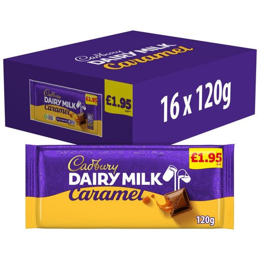 Cadbury Dairy Milk Caramel Chocolate Bar 120g £1.95 PMP – Box of 16