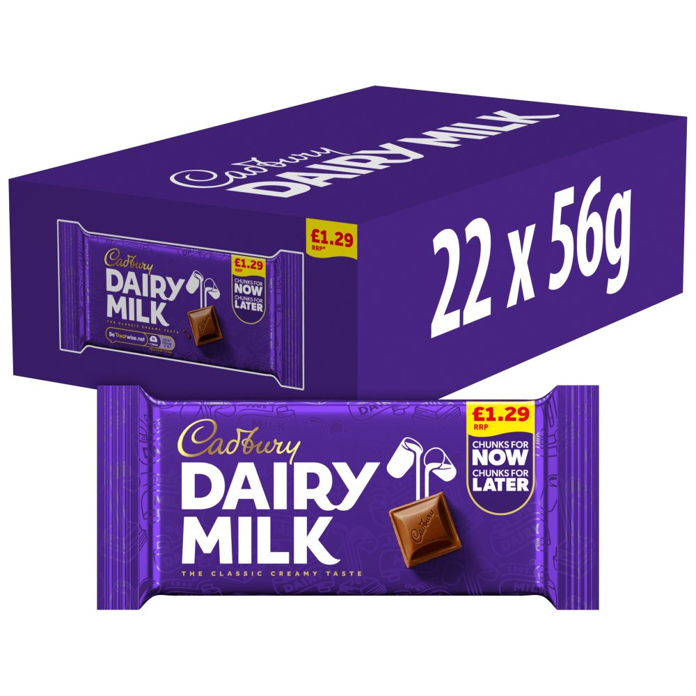 Cadbury Dairy Milk Classic Chocolate Bar 56g £1.29 PMP (Box of 22)