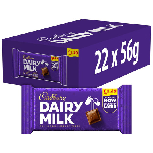 Cadbury Dairy Milk Classic Chocolate Bar 56g £1.29 PMP (Box of 22)