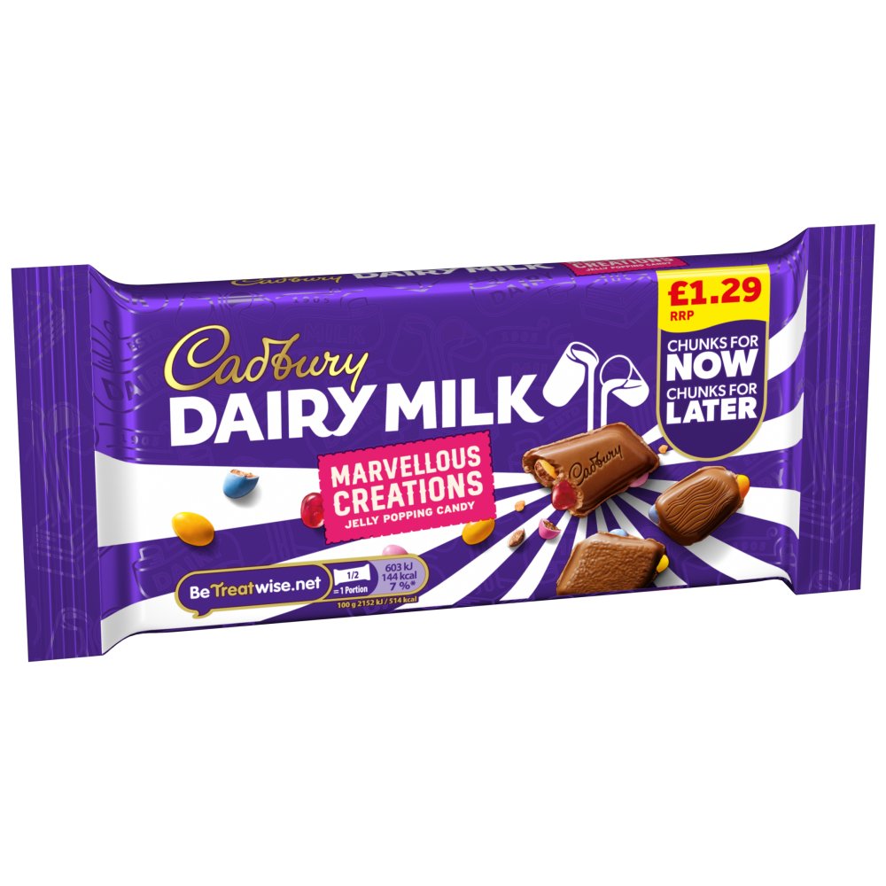 Cadbury Dairy Milk Marvellous Creations Jelly Popping Candy Chocolate 56g PMP (Box of 22)