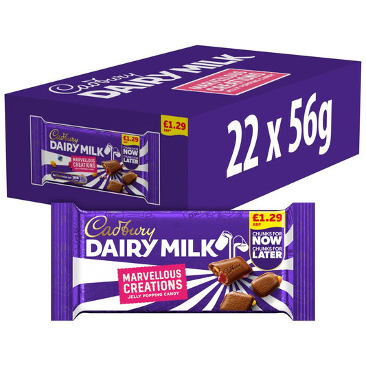 Cadbury Dairy Milk Marvellous Creations Jelly Popping Candy Chocolate 56g PMP (Box of 22)
