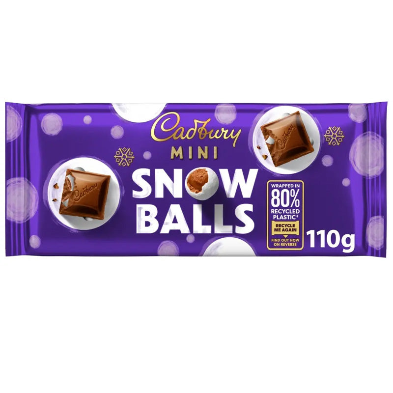 Cadbury Dairy Milk Mini Snowballs Chocolate Bar 110g (Box of 20 Packs)