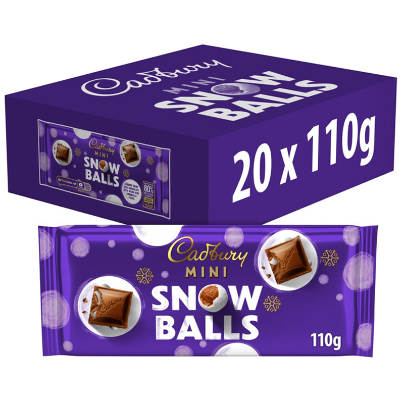 Cadbury Dairy Milk Mini Snowballs Chocolate Bar 110g (Box of 20 Packs)