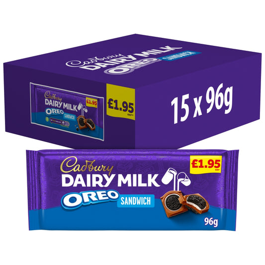 Cadbury Dairy Milk Oreo Sandwich Chocolate Bar 96g £1.95 PMP (Box of 15)