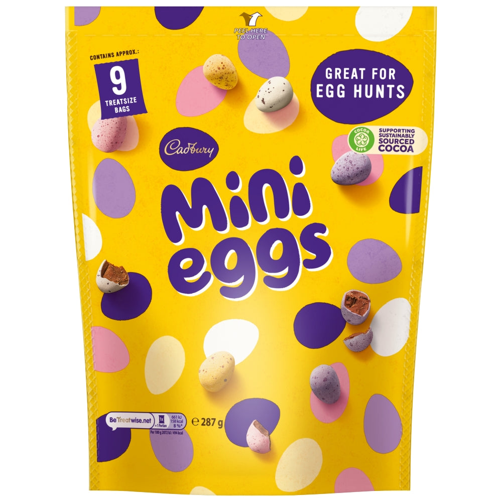 Cadbury Mini Eggs Chocolate Multipack Pouch 287g – Approx. 9 Mini Bags