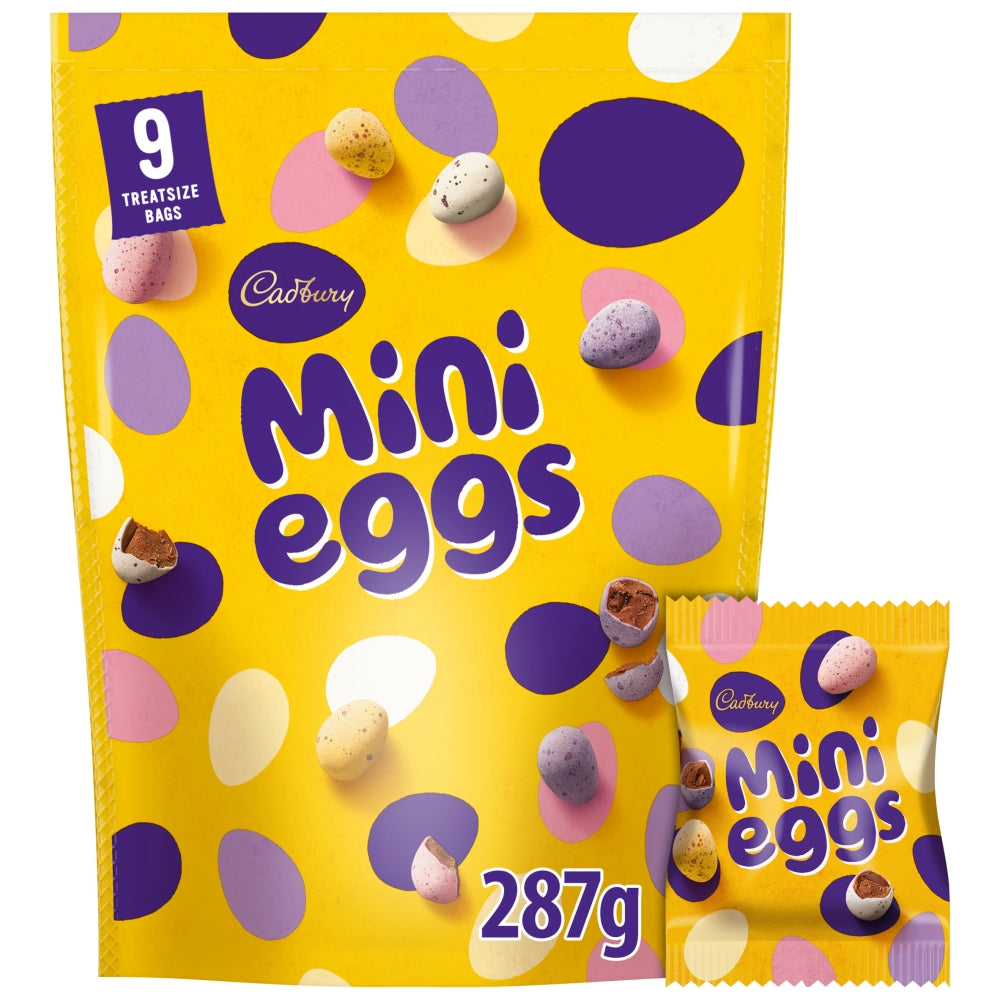 Cadbury Mini Eggs Chocolate Multipack Pouch 287g – Approx. 9 Mini Bags