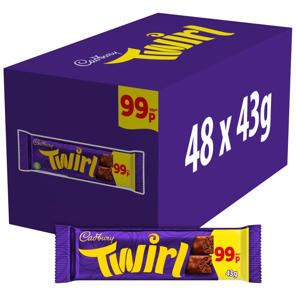 Cadbury Twirl Chocolate Bar 43g 99p PMP (Box of 48)