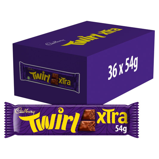 Cadbury Twirl Xtra Duo Chocolate Bar 54g (Box of 36)