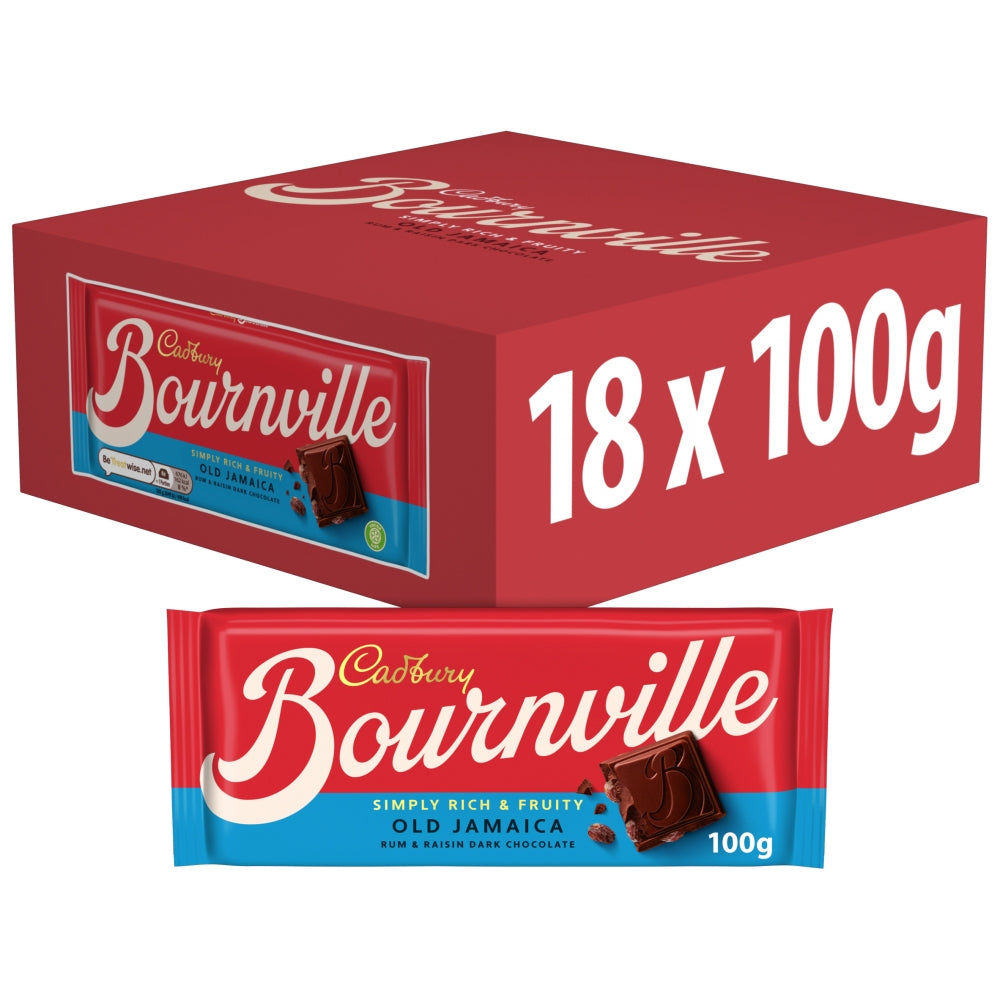 Cadbury Bournville Old Jamaica Dark Chocolate Bar 100g (10 & 18 Bars)