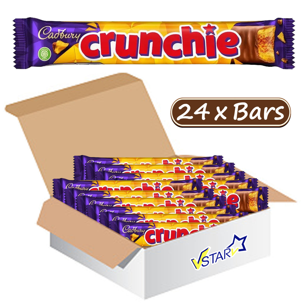 Cadbury Crunchie Chocolate Bar 40g (24 & 48 Bars)