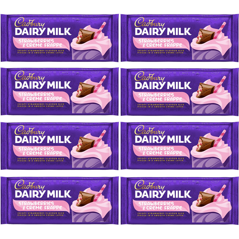 Cadbury Dairy Milk Strawberries & Creme Frappe Chocolate Bar 115g (8 & 17 Bars)
