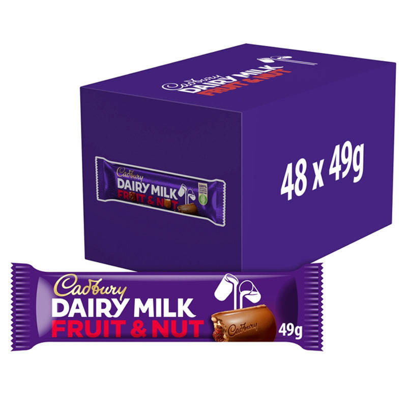 Cadbury Dairy Milk Fruit and Nut Chocolate Bar 49g Milk Chocolate (12 -48 Bars)