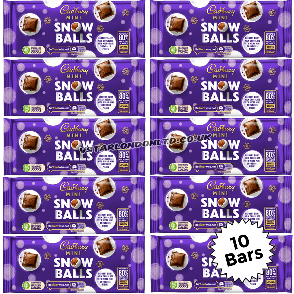 Cadbury Dairy Milk Mini Snow Balls Christmas Chocolate Bar 110g (10 & 20 Bars)
