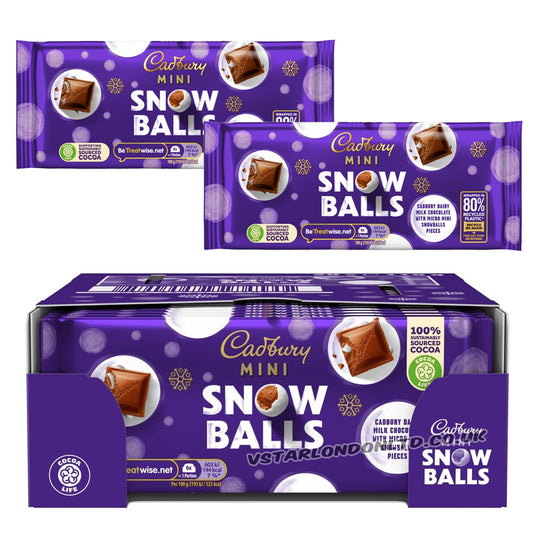Cadbury Dairy Milk Mini Snow Balls Christmas Chocolate Bar 110g (10 & 20 Bars)