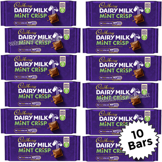 Cadbury Dairy Milk Mint Crisp Chocolate Bar 53g (10 & 20 Bars)