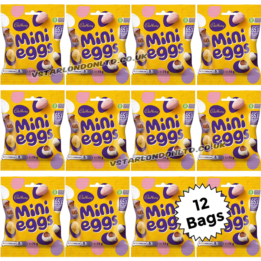 Cadbury Mini Eggs Chocolate Bag 74g (12 & 24 Bags) – Easter 2026 Edition