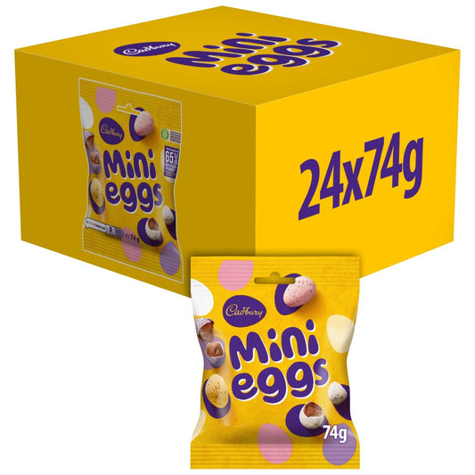 Cadbury Mini Eggs Chocolate Bag 74g (12 & 24 Bags) – Easter 2026 Edition