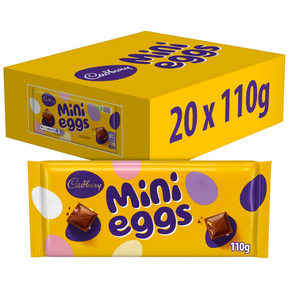 Cadbury Mini Eggs Chocolate Bar 110g (10 & 20 Bars) – Easter 2026