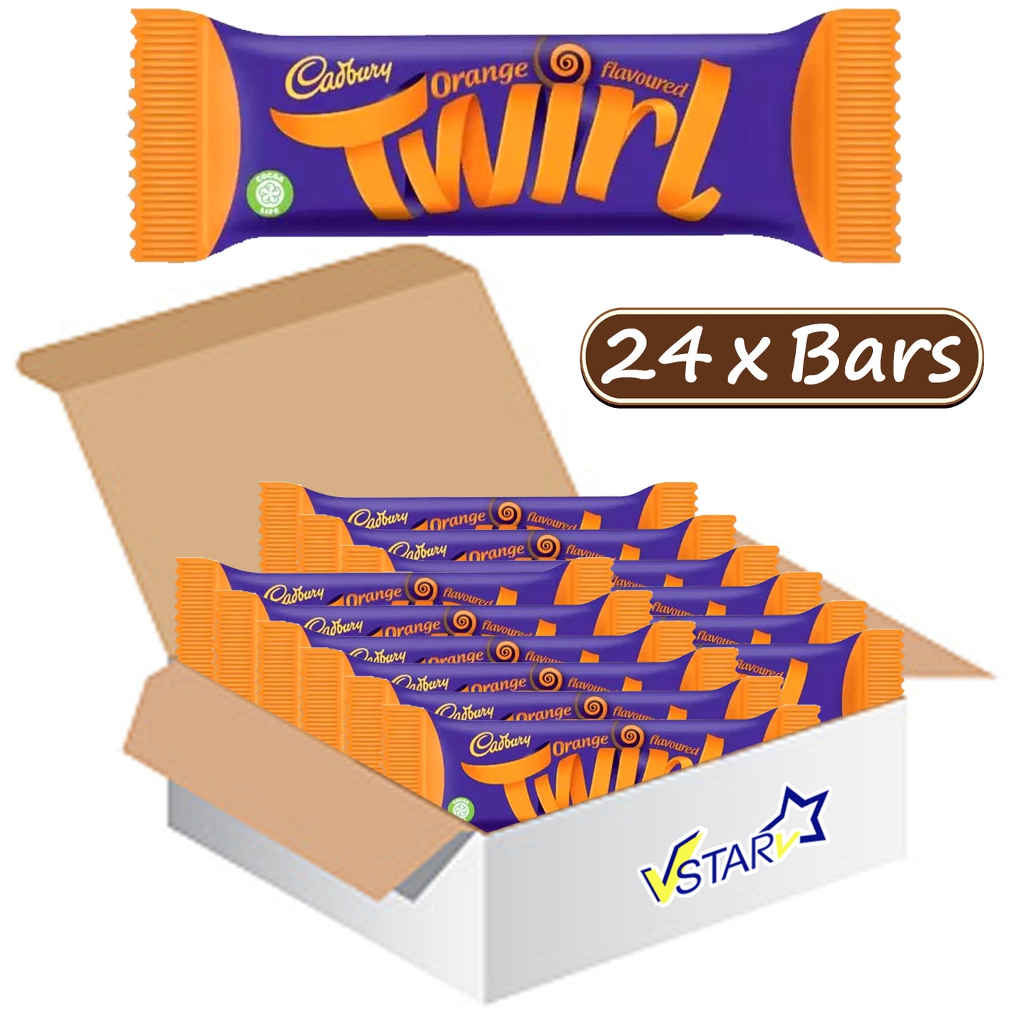 Cadbury Twirl Orange Chocolate Bar 43g(Box of 24)
