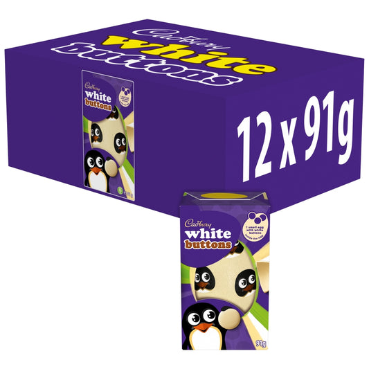 Cadbury White Chocolate Buttons Easter Egg 91g (Box of 12)