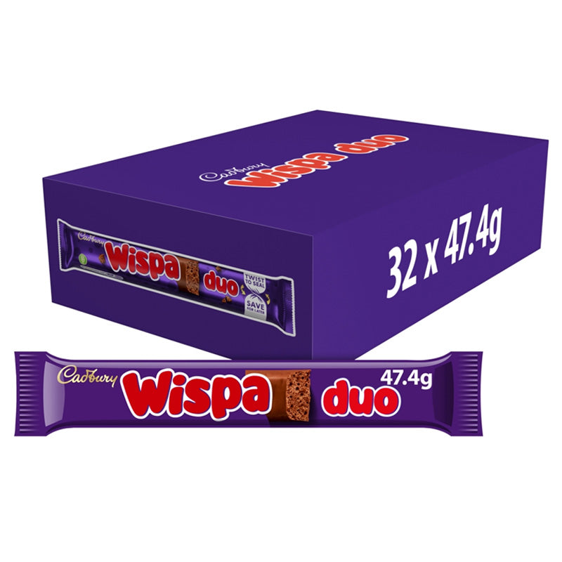 Cadbury Wispa Duo Aerated Milk Chocolate Bar 47g (16 & 32 Bars)