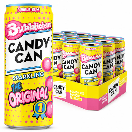 Candy Can Bubblicious Bubble Gum Sparkling Drink 330ml (Pack of 12)