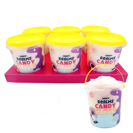 Candy Realms Candy Floss Buckets 6 x 50g – Fruit Flavour Cotton Candy