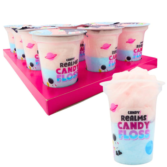 Candy Realms Candy Floss Cups 12 x 20g | Strawberry & Raspberry