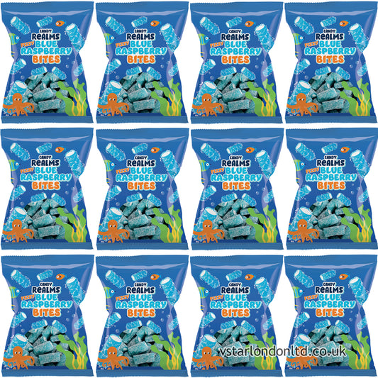 Candy Realms Fizzy Blue Raspberry Bites – 12 x 170g Bulk Pack PMP