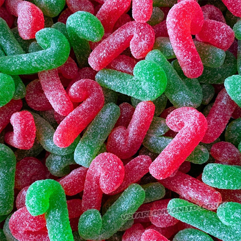 Candy Realms Strawberry Jelly Candy Canes 170g x 12 Bags| Christmas Sweets