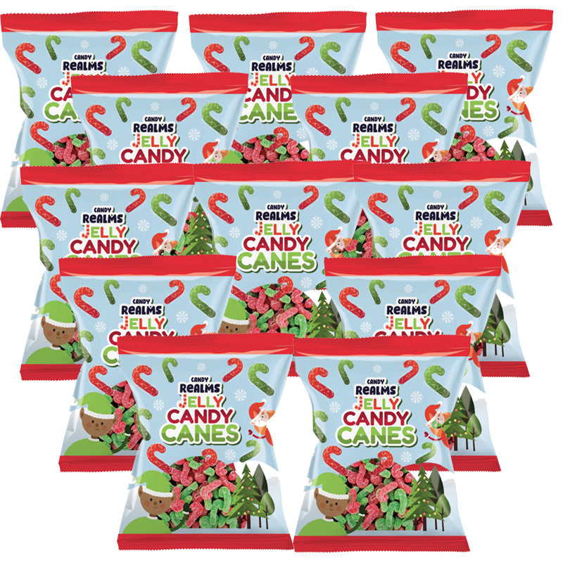 Candy Realms Strawberry Jelly Candy Canes 170g x 12 Bags| Christmas Sweets