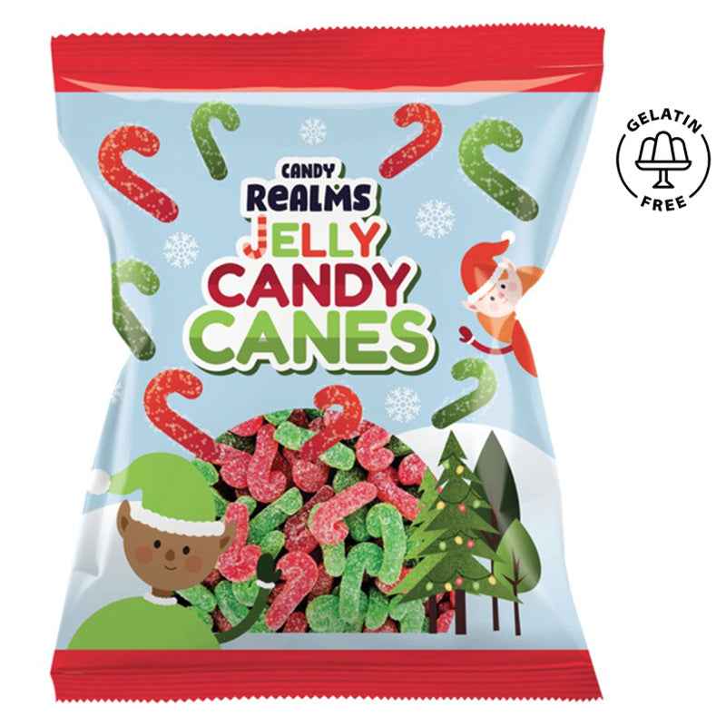 Candy Realms Strawberry Jelly Candy Canes 170g x 12 Bags| Christmas Sweets