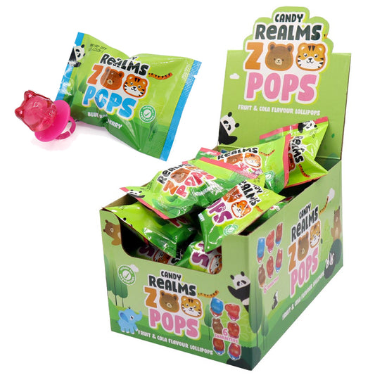 Candy Realms Zoo Pops – 24 x 11g Fruit Flavoured Animal Lollipops
