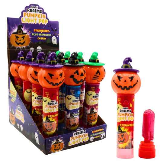 Candy Realms Halloween Pumpkin Light Pop Lollipops 12 x 11g