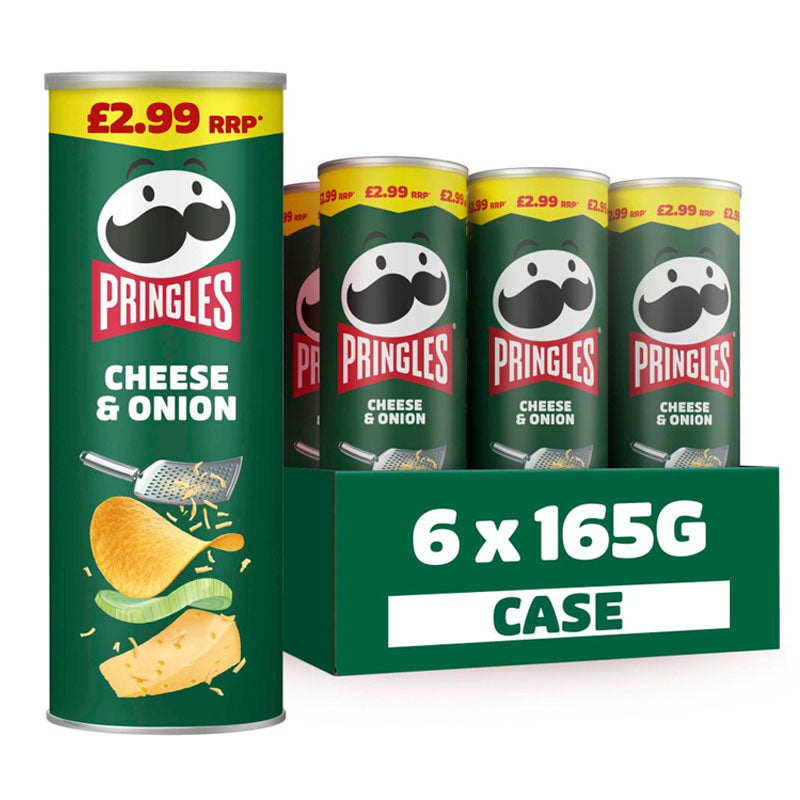 Pringles Sharing Crisps 165g PMP 6 Tins – Original, Texas BBQ, Sour Cream & Onion, Salt & Vinegar & More