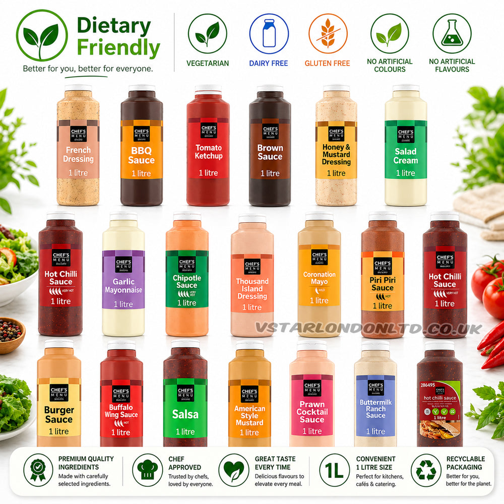 Chef’s Menu 1L Sauce Bottles Variety Pack (2, 4 or 6 Bottles)