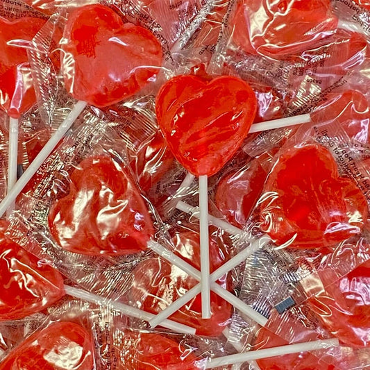 Cherry Heart Lollipops 200 x 5.2g (Bulk Bag)
