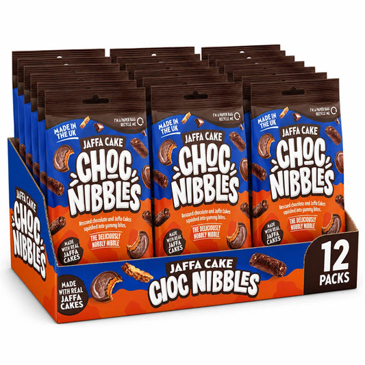 Choc Nibbles Jaffa Cake Pouch 135g – Chocolate Orange Nibbles (12 Pack)