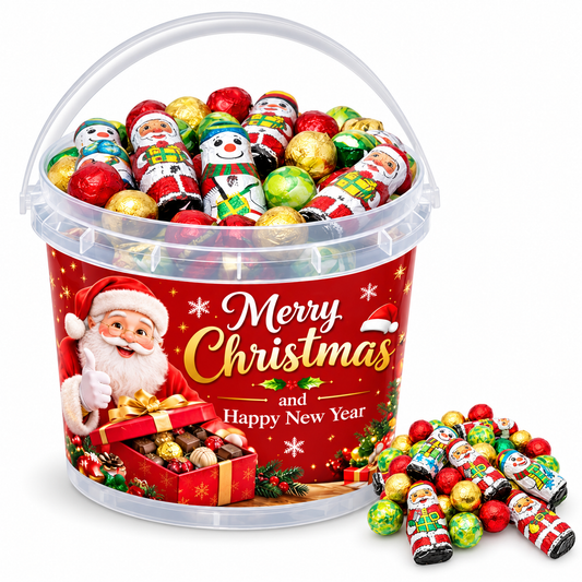Christmas Milk Chocolate Pick N Mix 1kg Tub – Santa, Snowmen, Balls & Coins