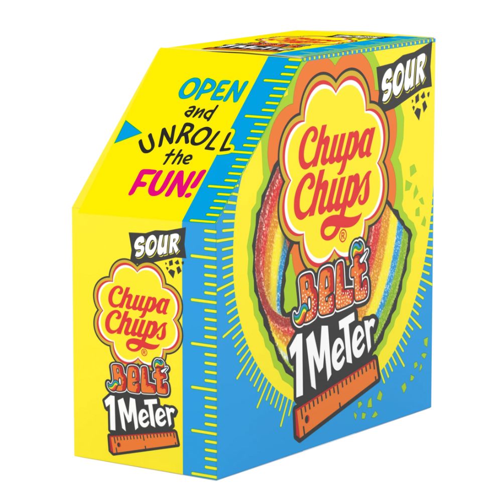 Chupa Chups 1 Metre Sour Belt Rainbow Candy 55g (Box of 12)