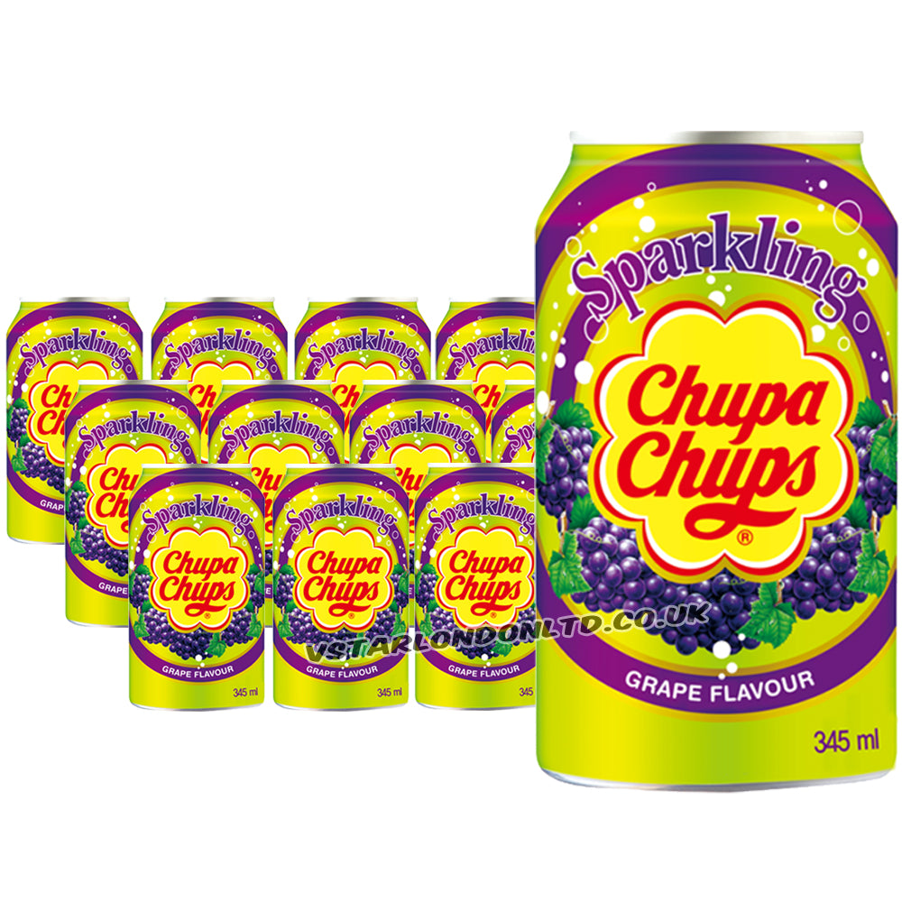 Chupa Chups Sparkling Grape Soda Can 345ml (12 & 24 Cans)