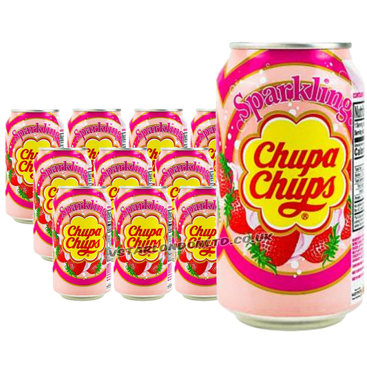 Chupa Chups Sparkling Strawberry & Cream Soda 345ml (12 & 24 Cans)
