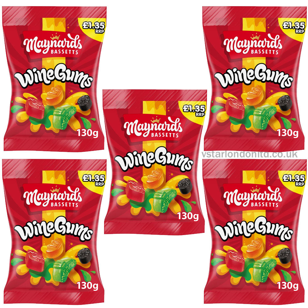 Maynards Bassetts Wine Gums Sweets Bag 130g PMP