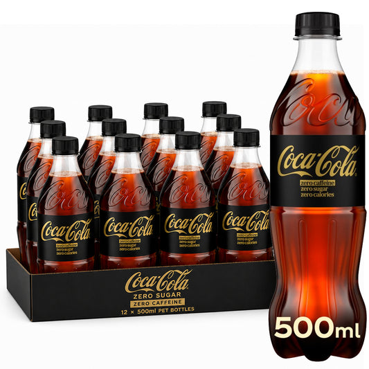 Coca-Cola Zero Sugar Zero Caffeine 500ml Bottles (Case of 12)