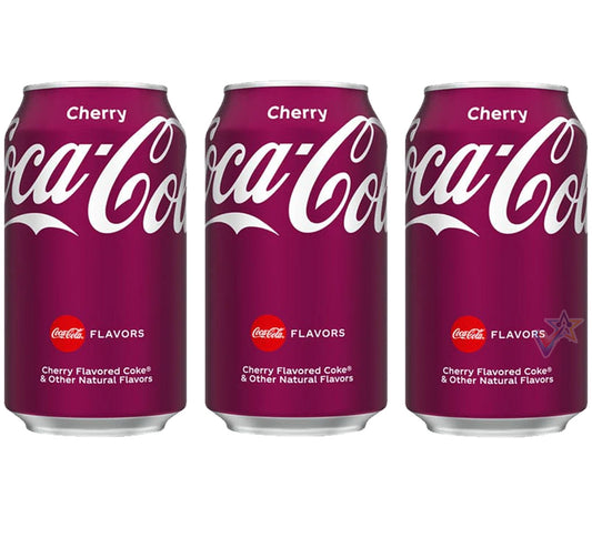 Coca Cola Cherry Soda Soft Drink 3 x 355ml Cans